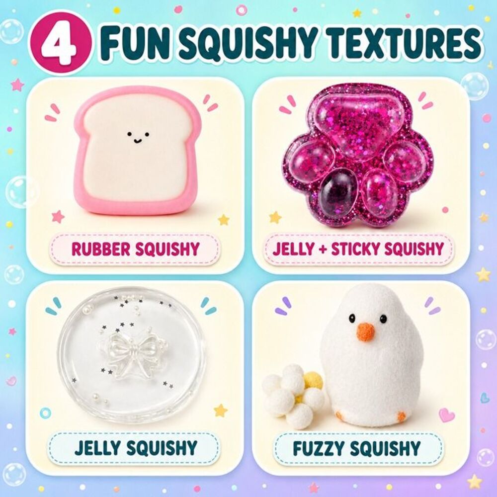 4 Fun Squishy Textures: Rubber, Jelly, Fuzzy, Paw Print